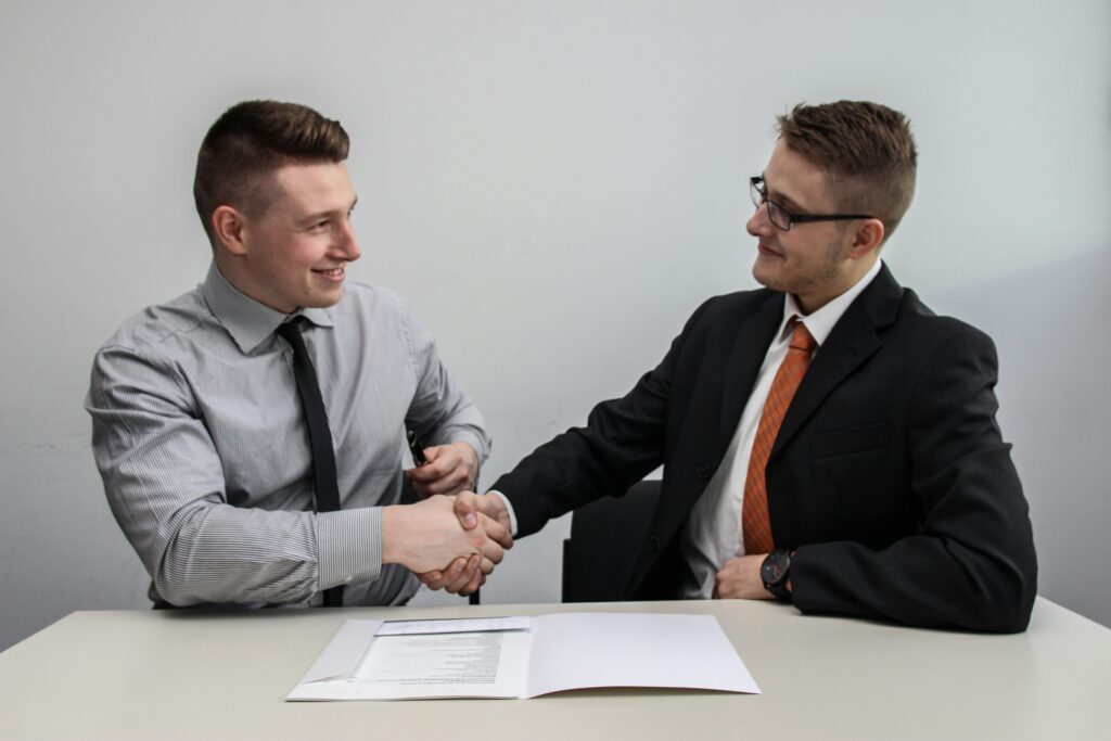 sales person closing a deal